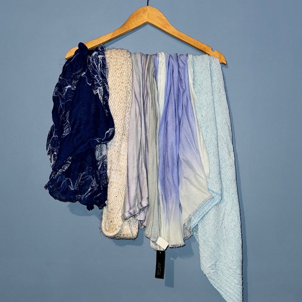 Assorted Blue and Cream Scarves